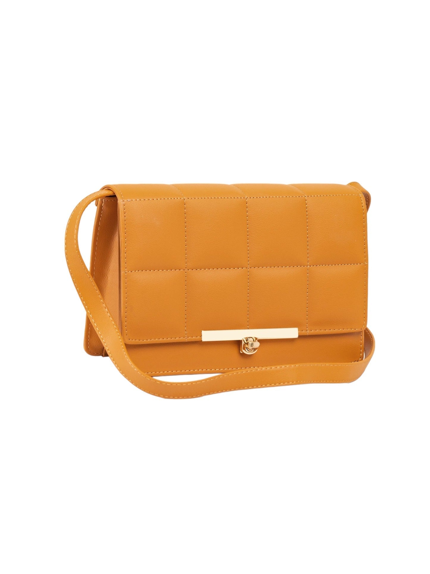 Quilted Box Ochre Handbag