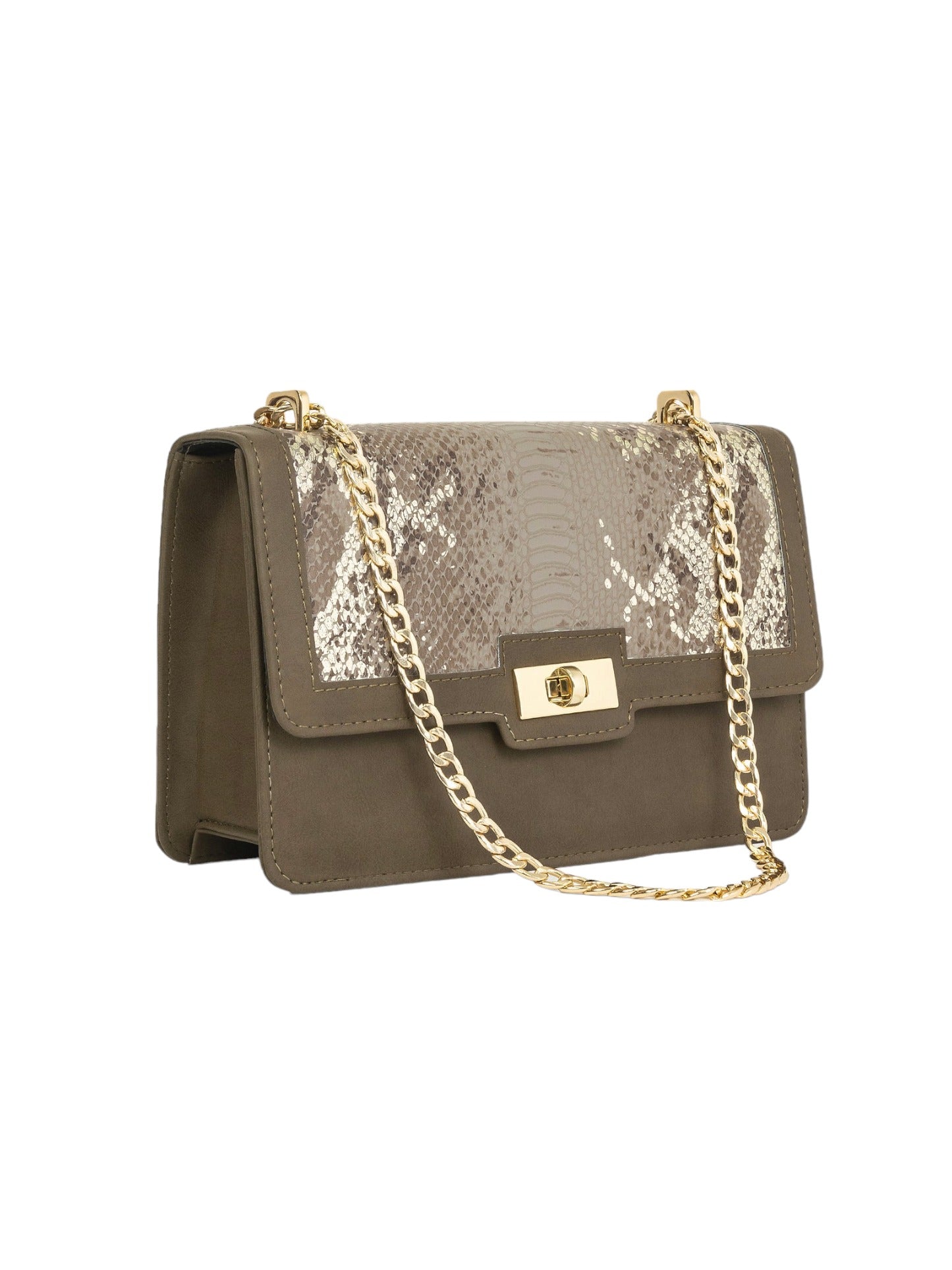 Snake Textured Camel Color Handbag