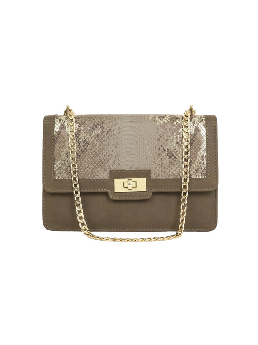 Snake Textured Camel Color Handbag